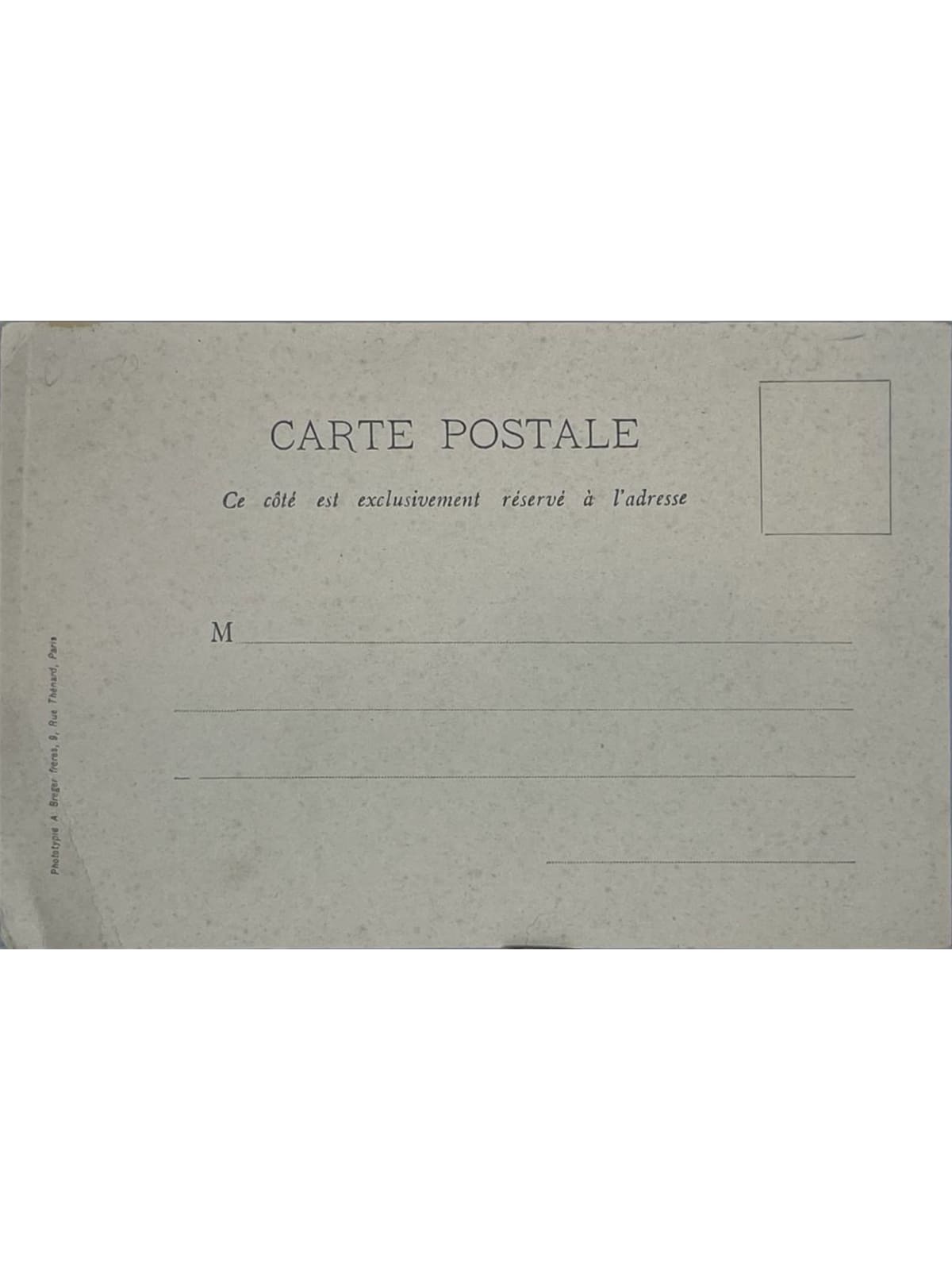 Verso de la carte postale
