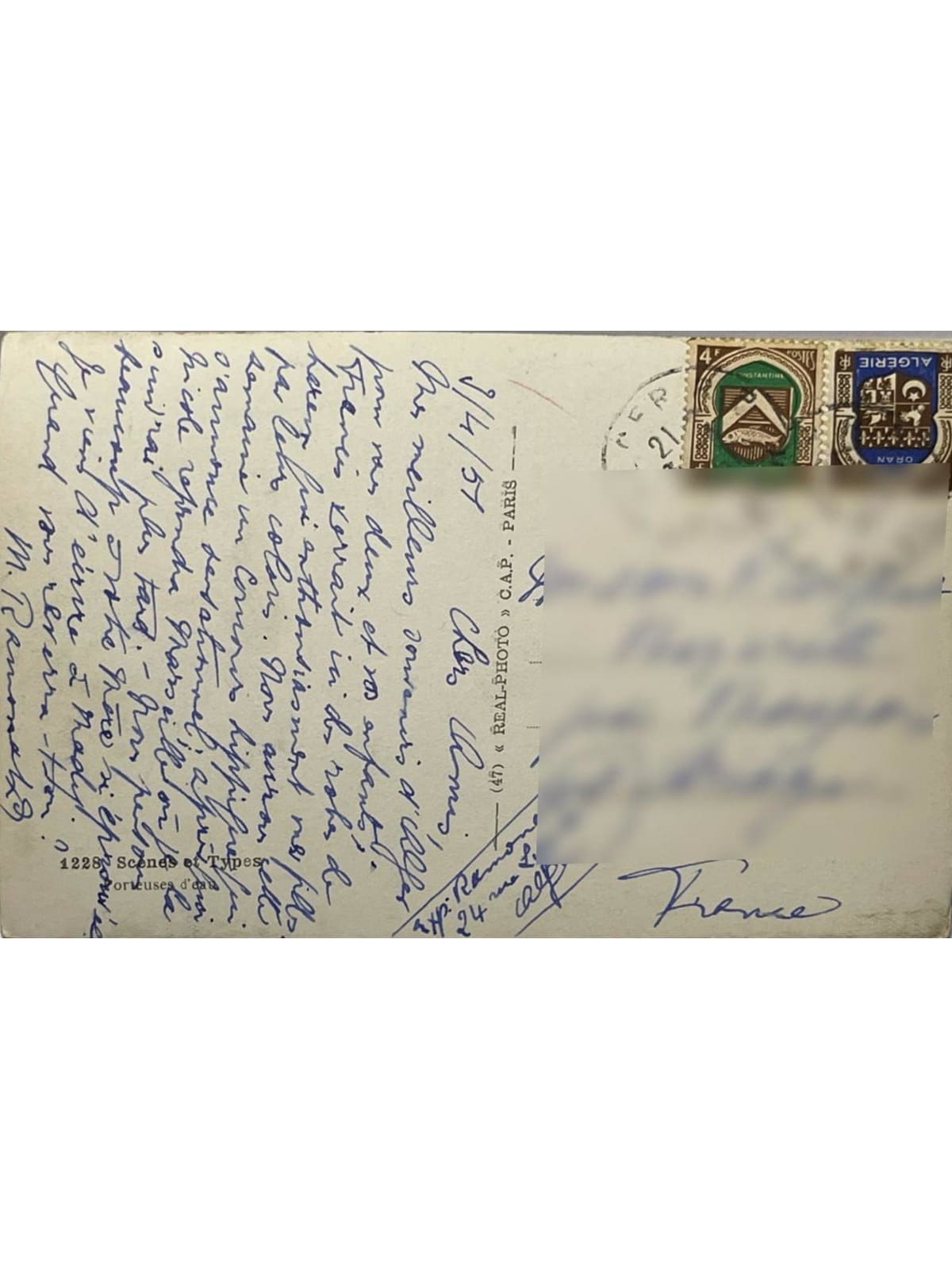Verso de la carte postale