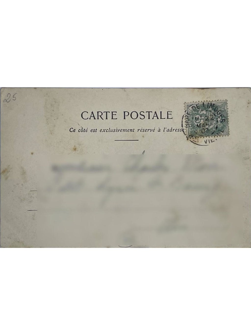 Verso de la carte postale
