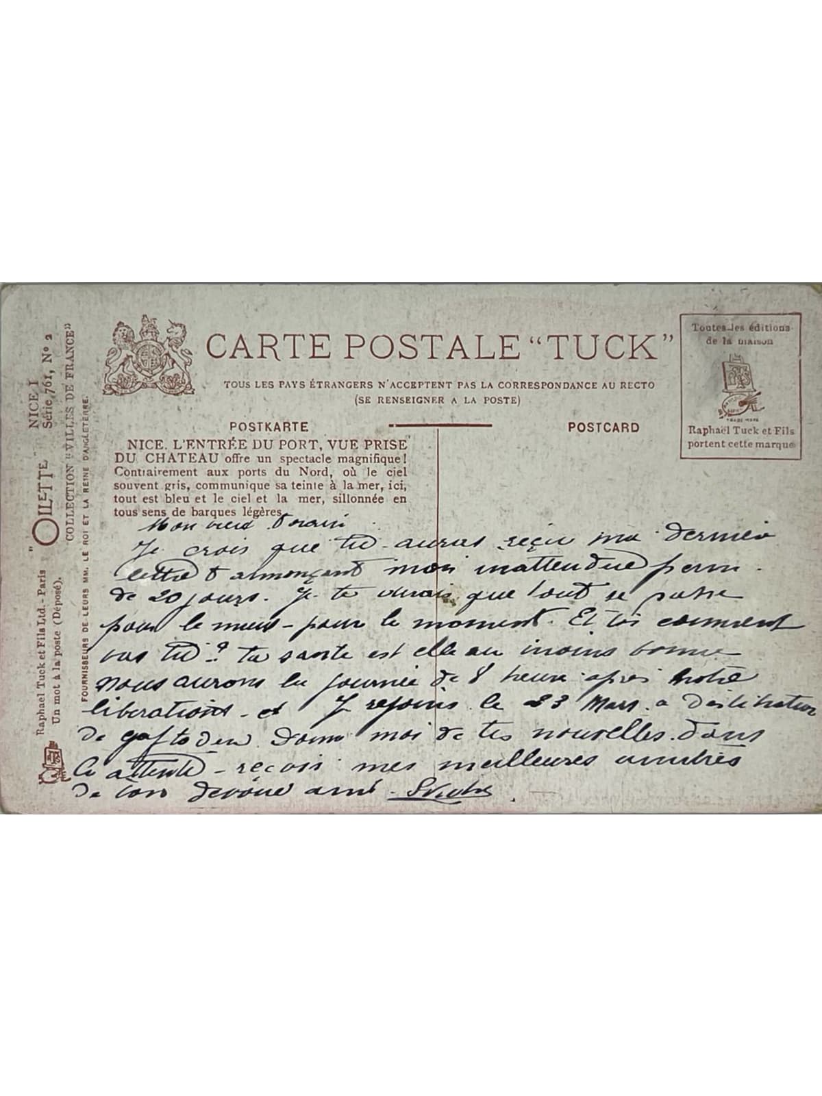 Verso de la carte postale