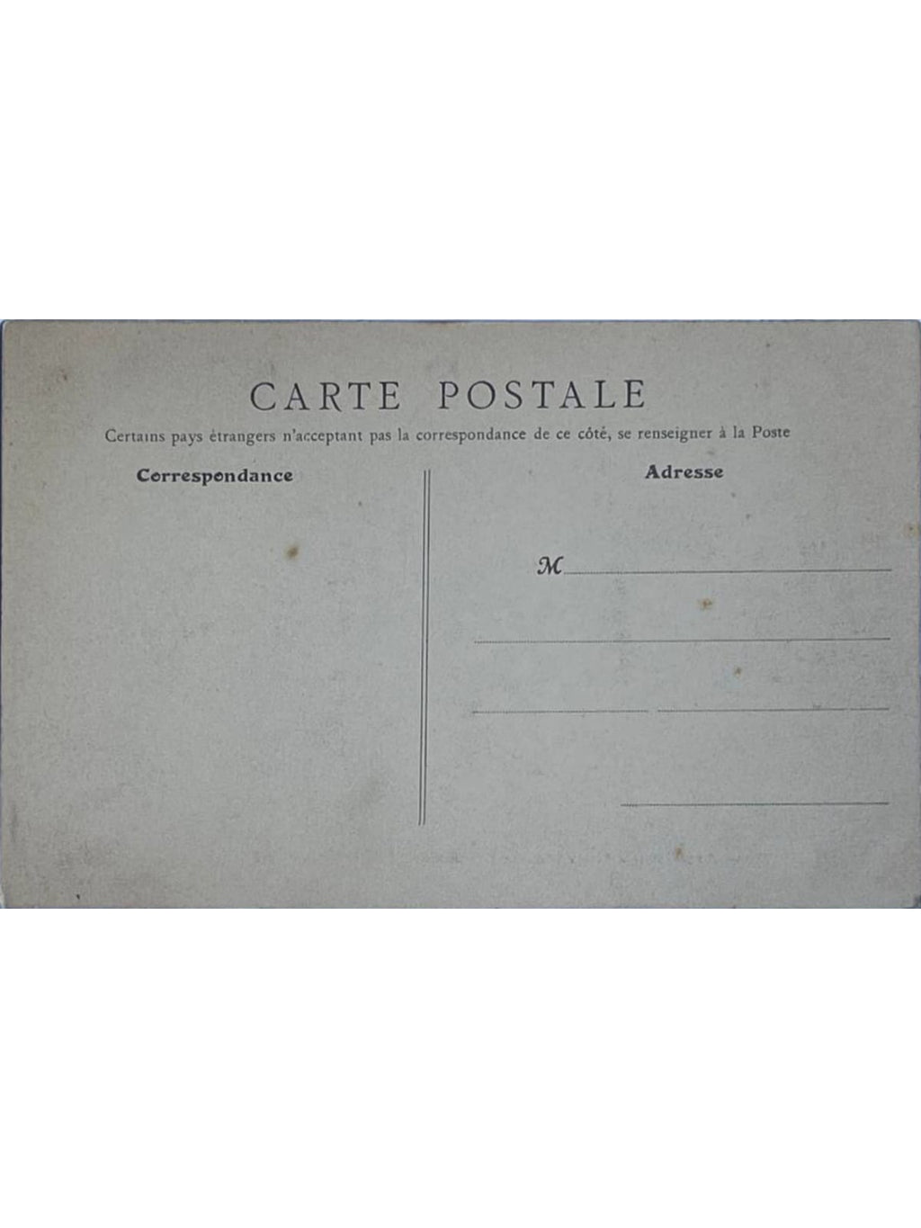 Verso de la carte postale