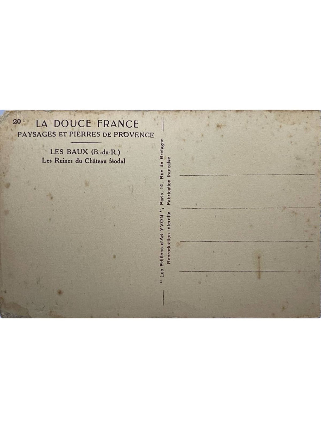 Verso de la carte postale