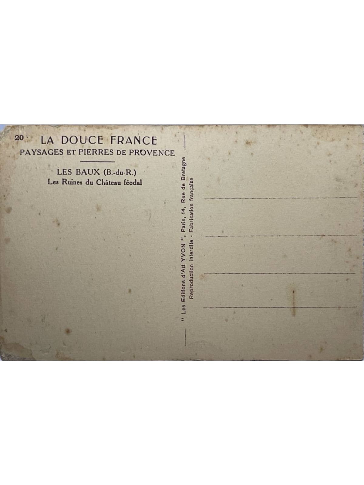 Verso de la carte postale