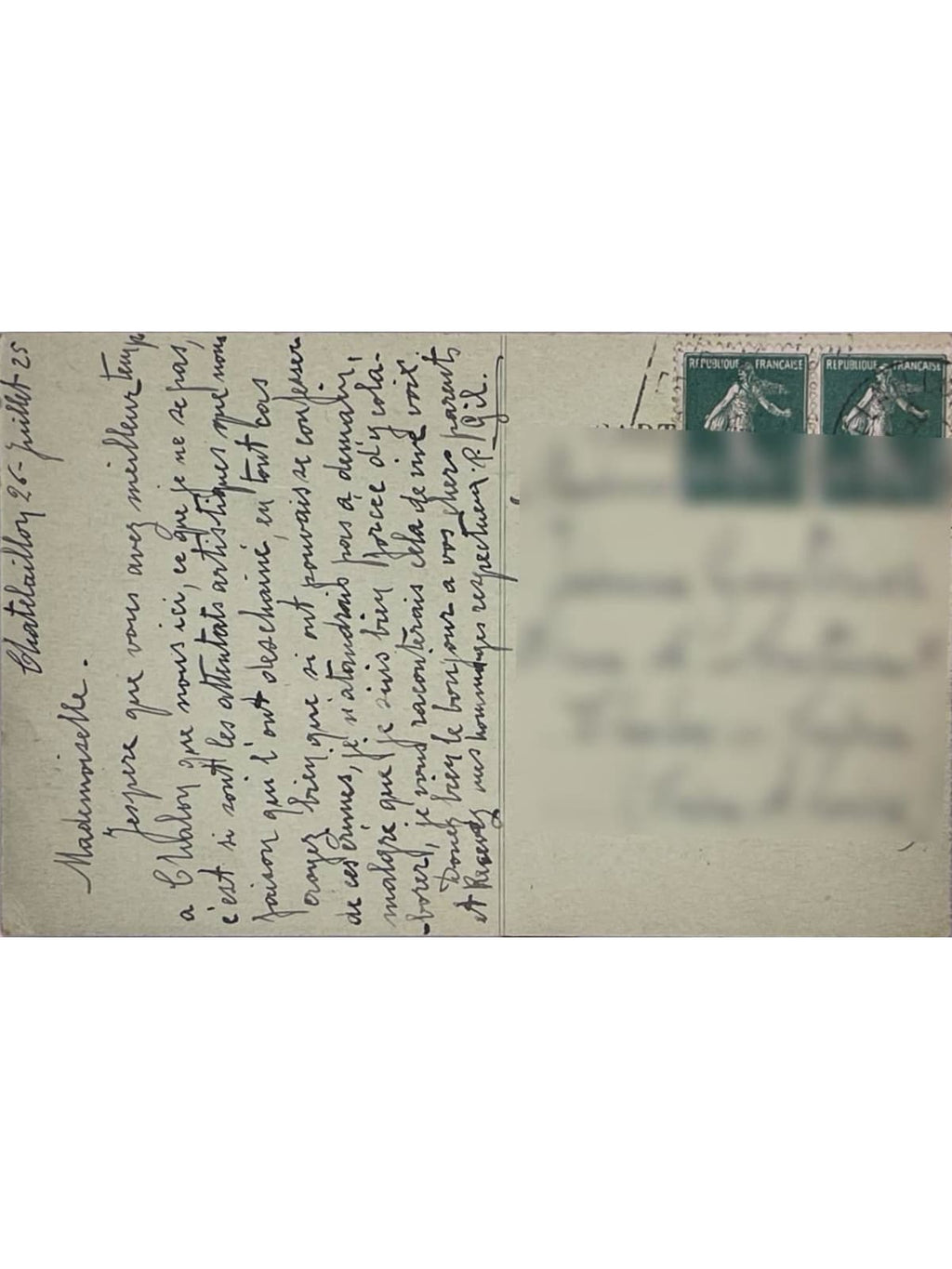 Verso de la carte postale
