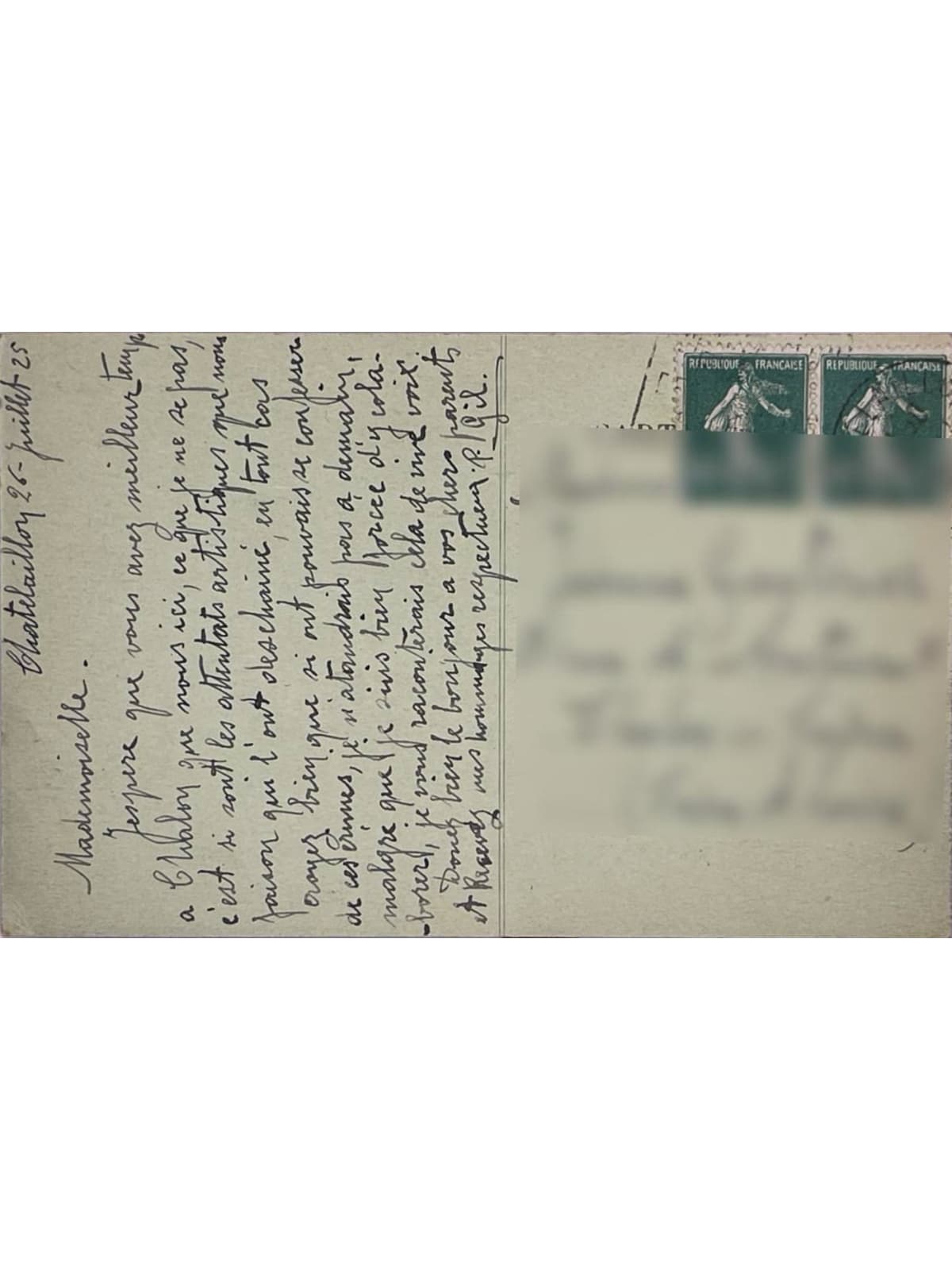 Verso de la carte postale
