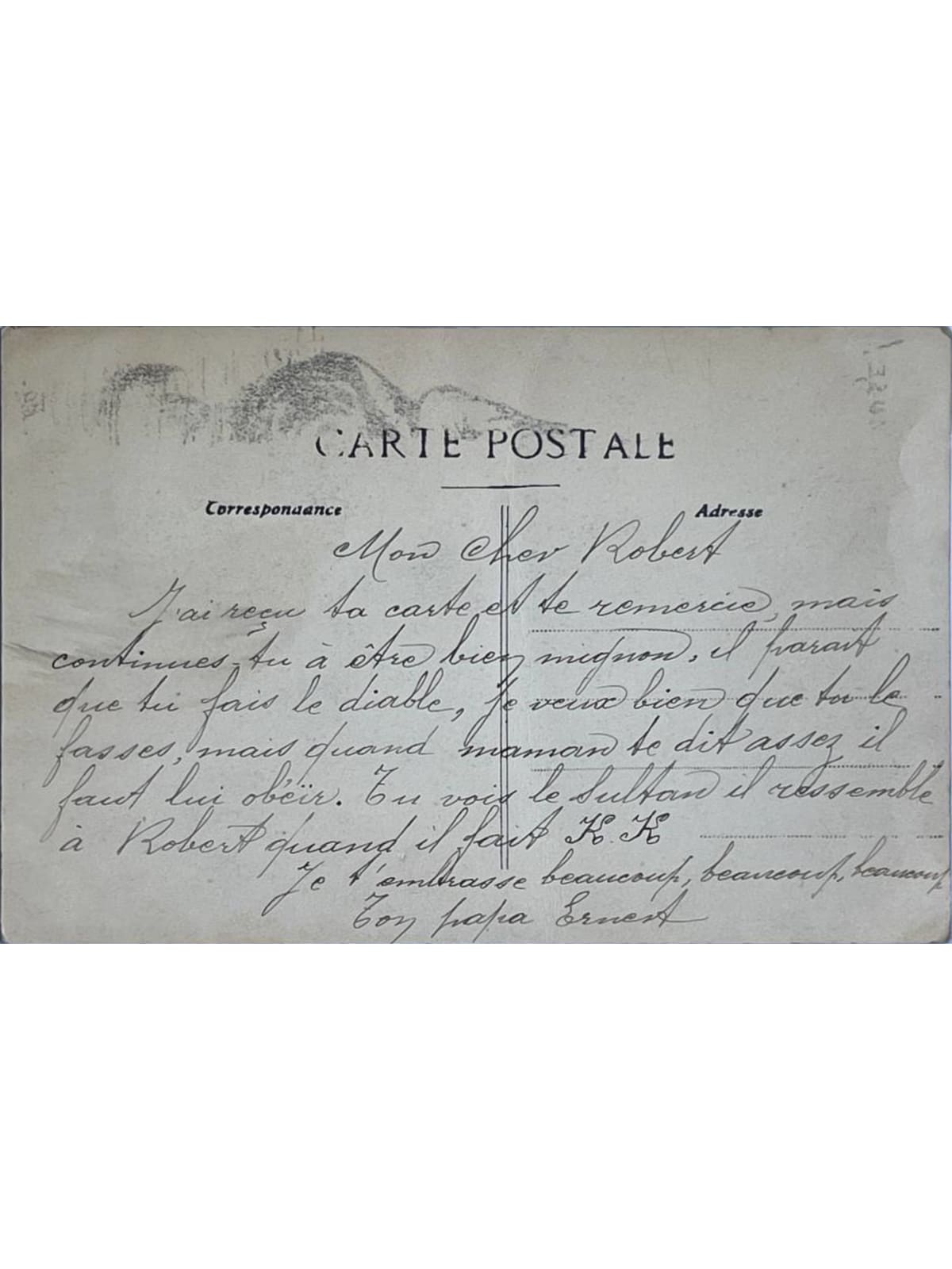 Verso de la carte postale