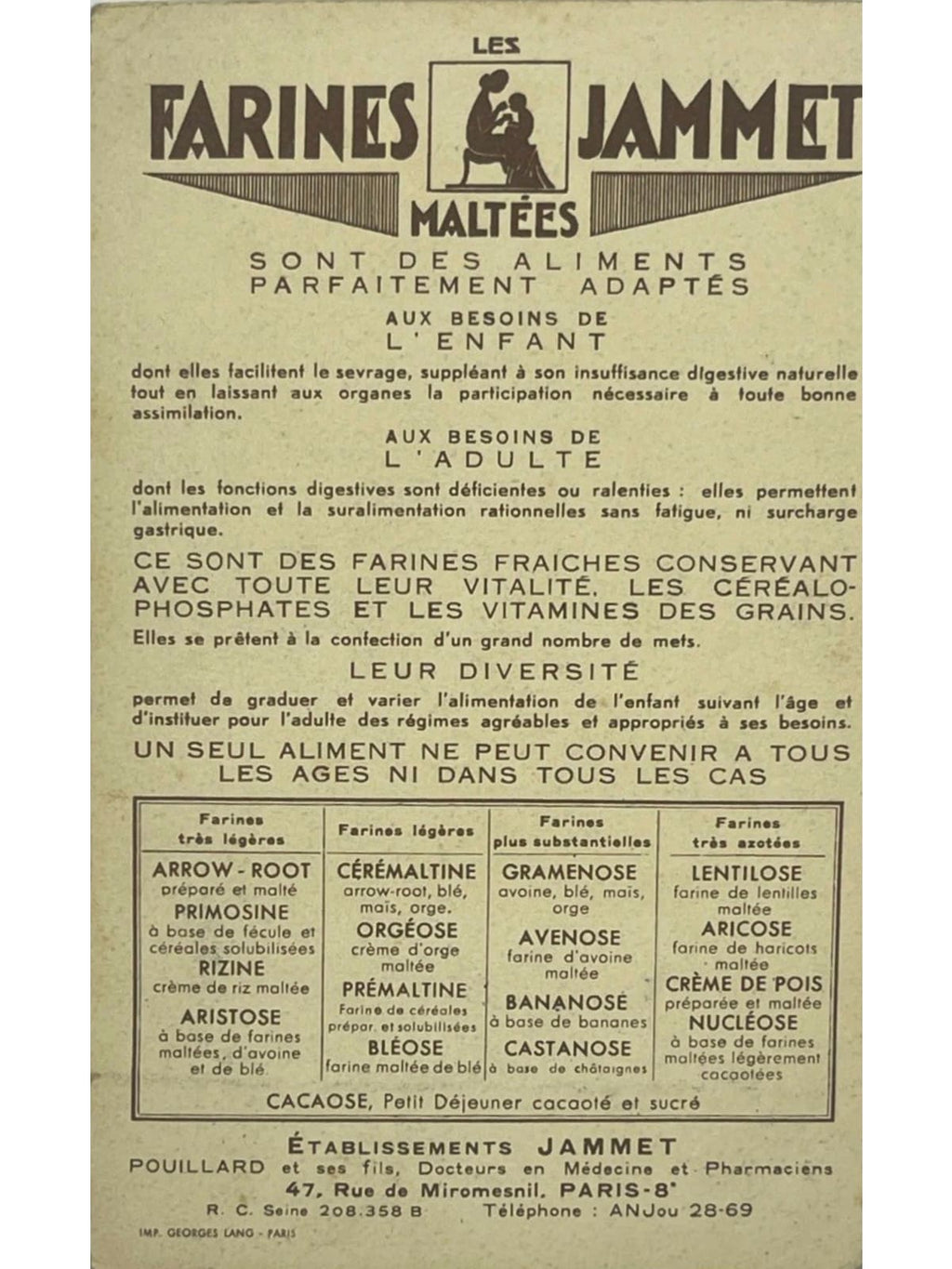 Verso de la carte postale