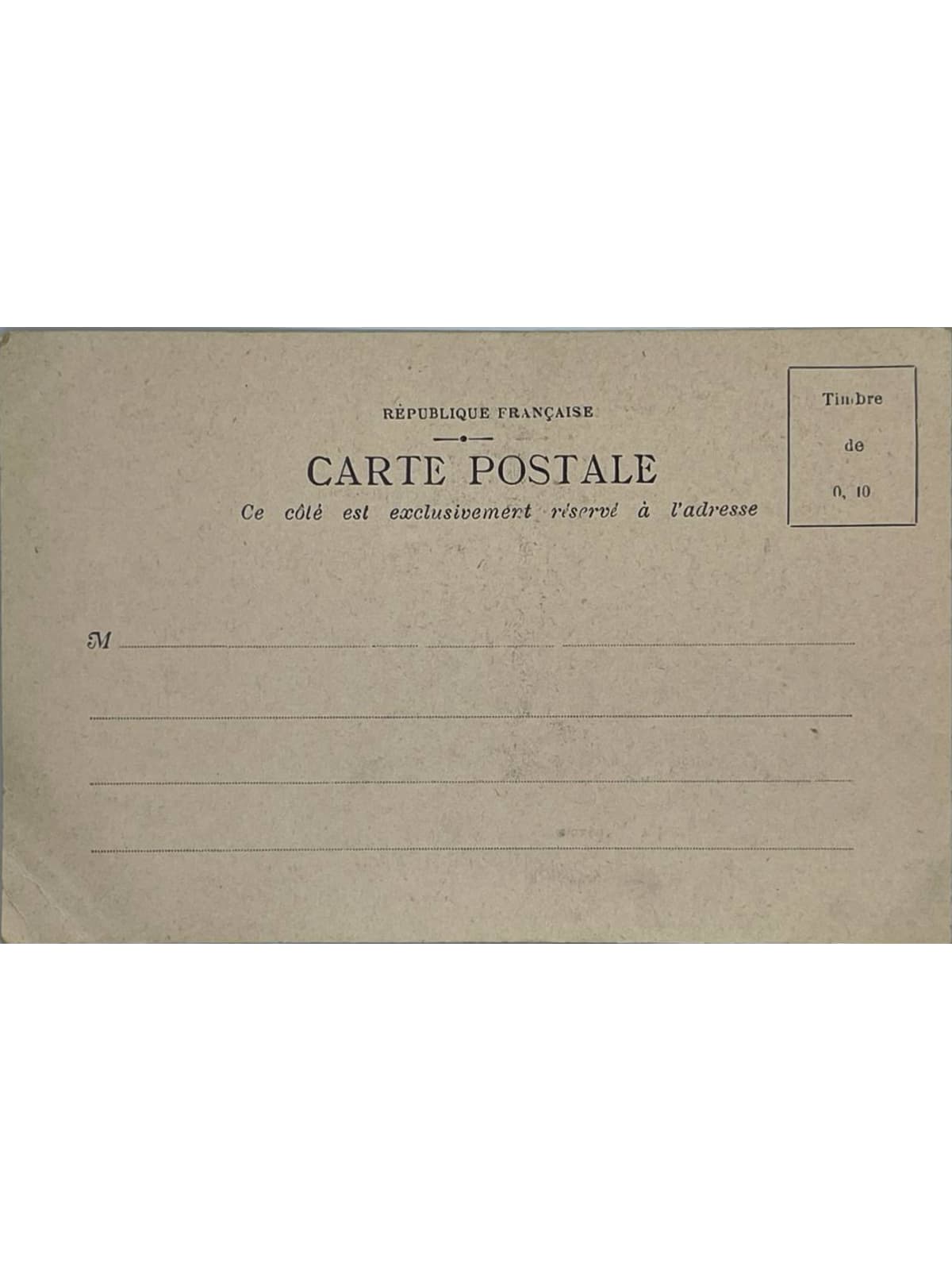 Verso de la carte postale