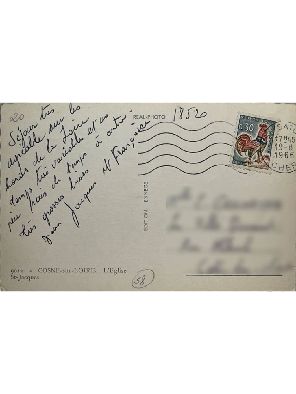 Verso de la carte postale