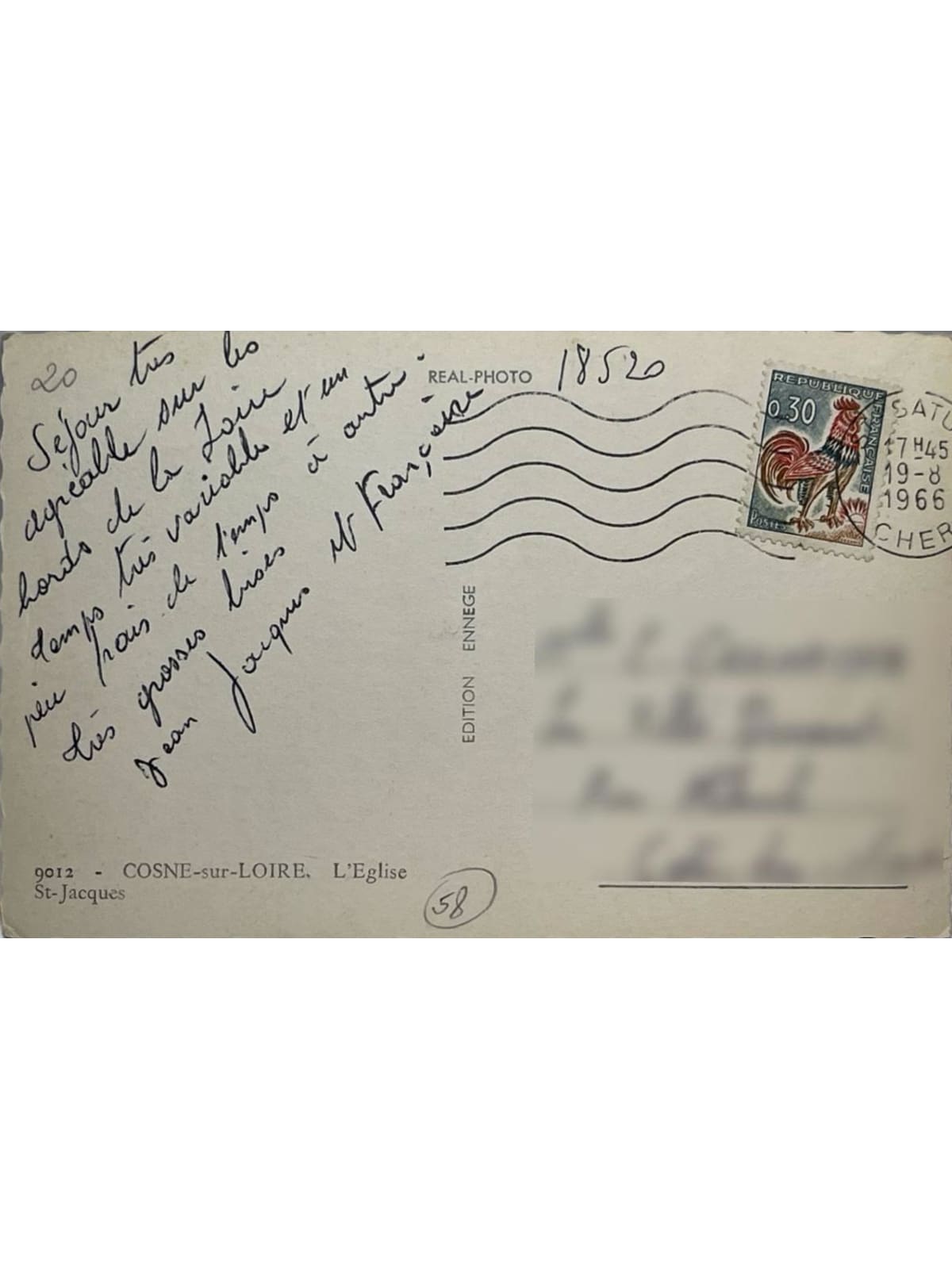 Verso de la carte postale