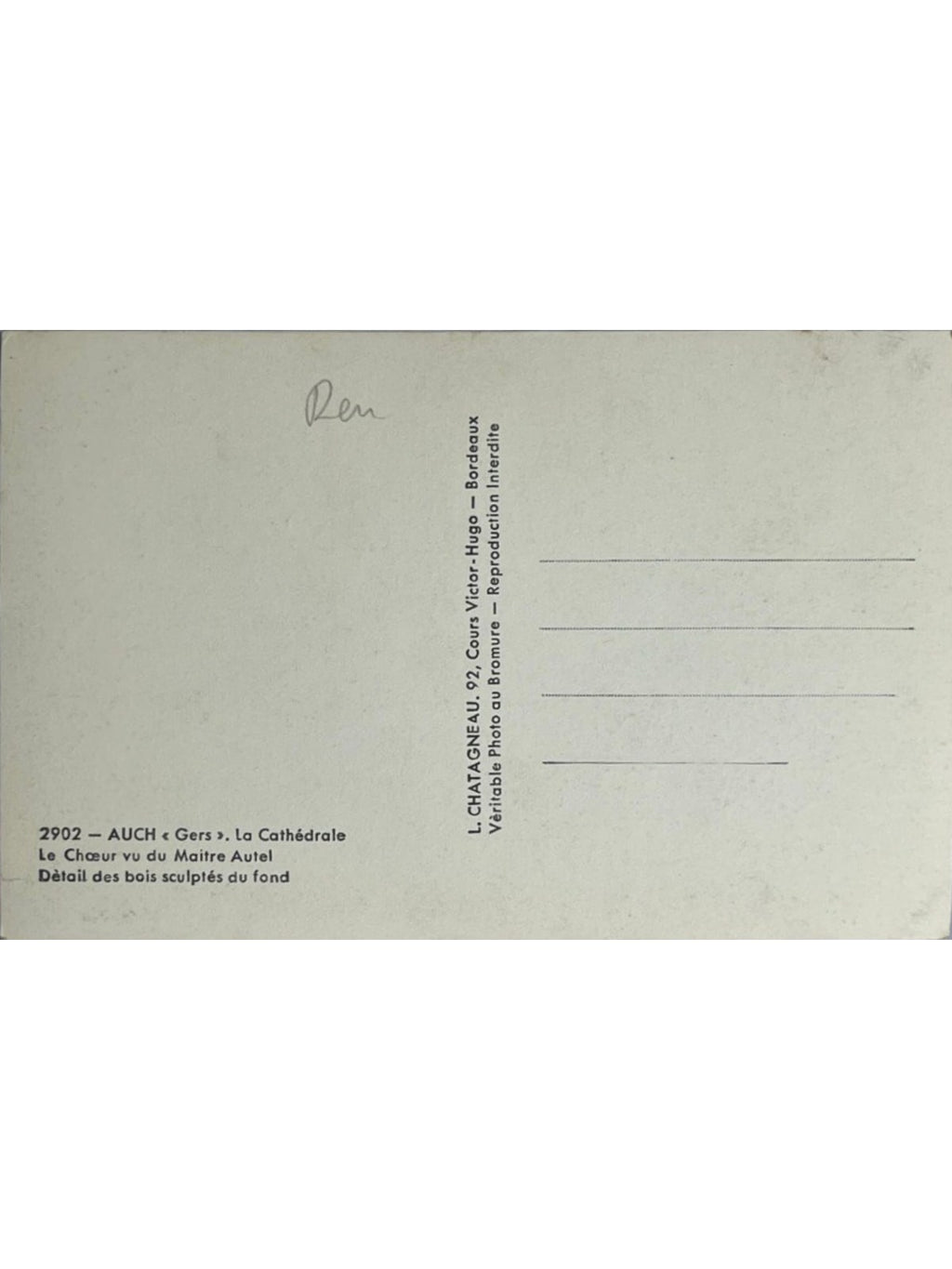 Verso de la carte postale
