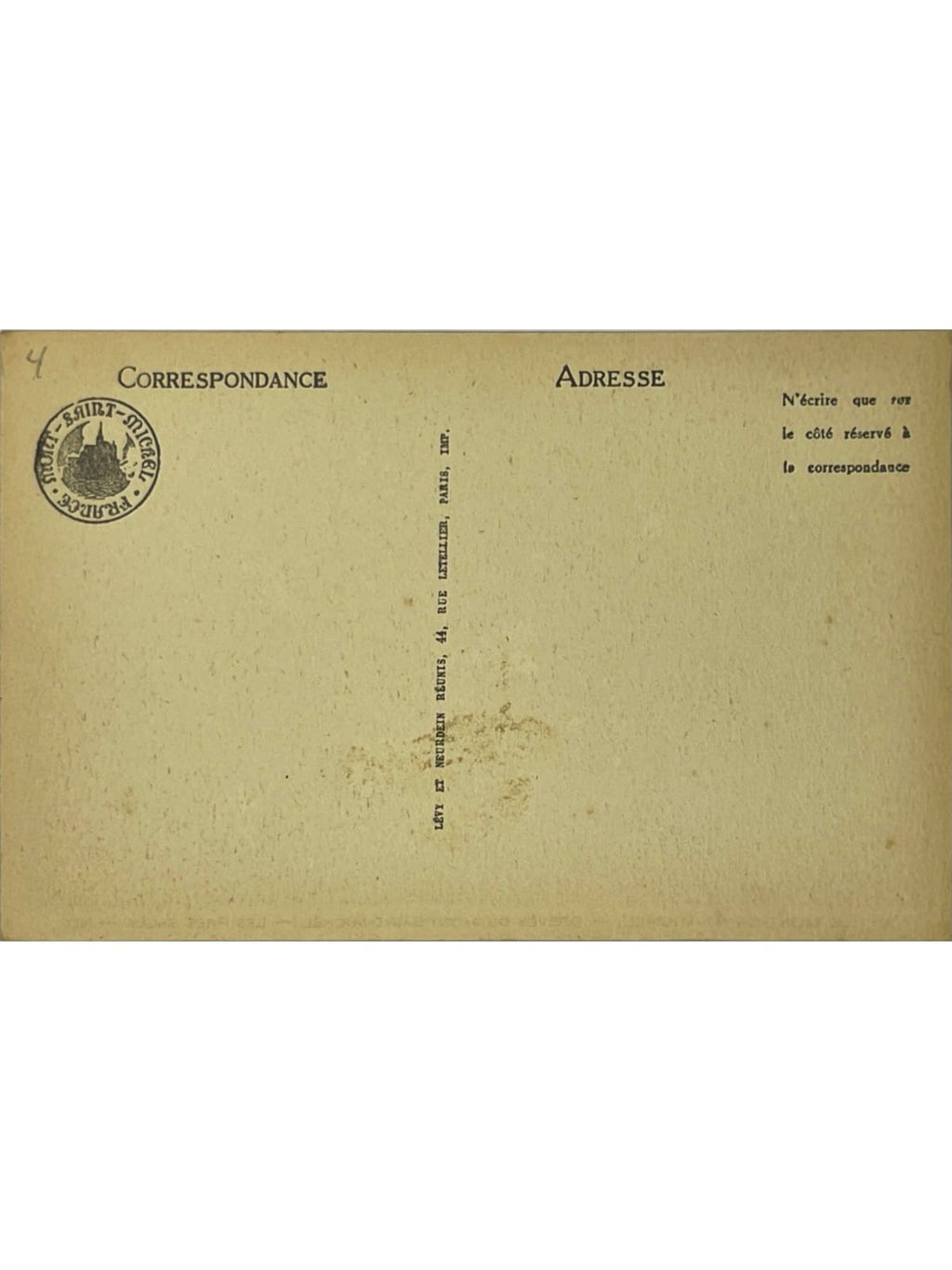 Verso de la carte postale
