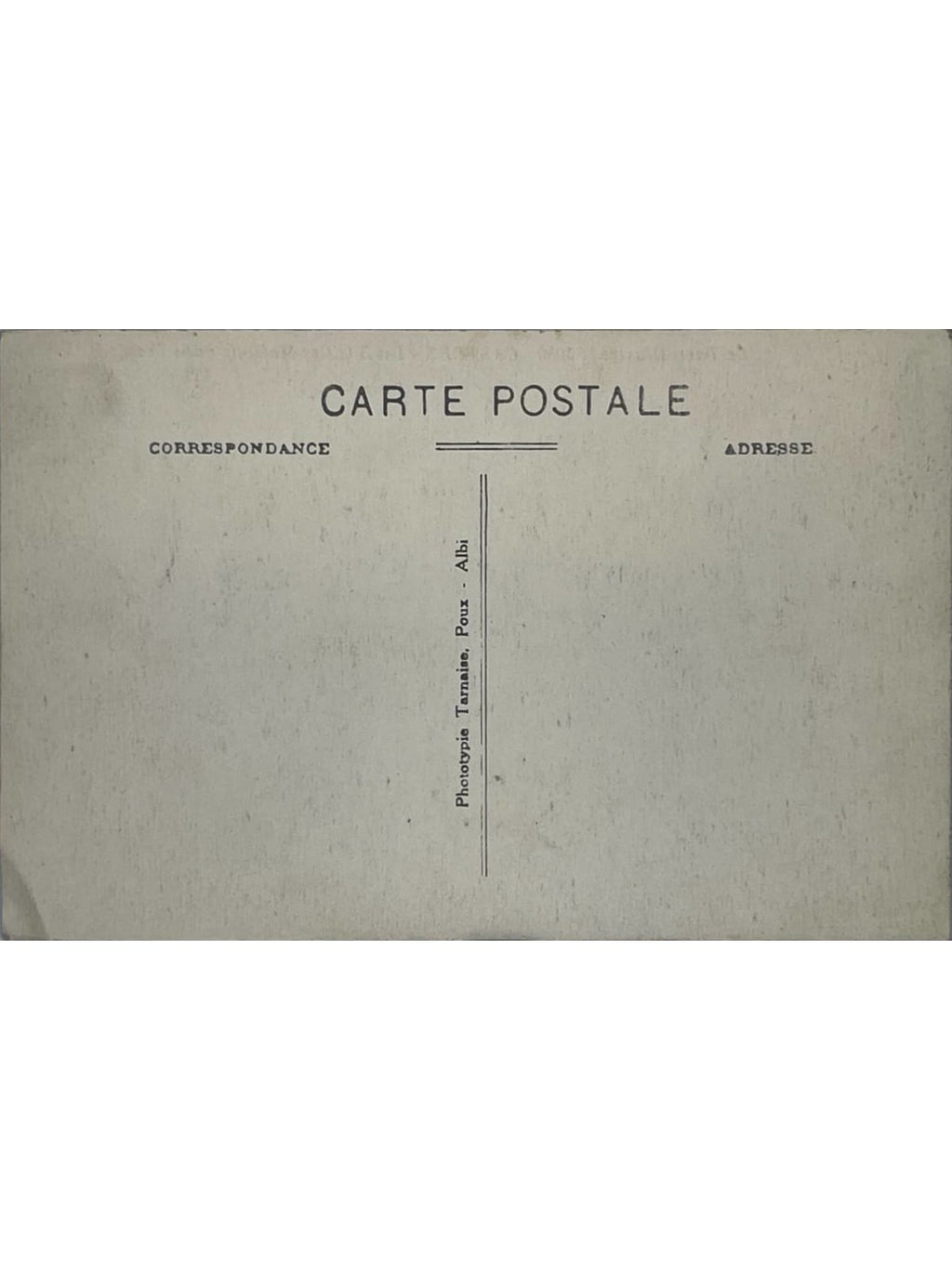 Verso de la carte postale