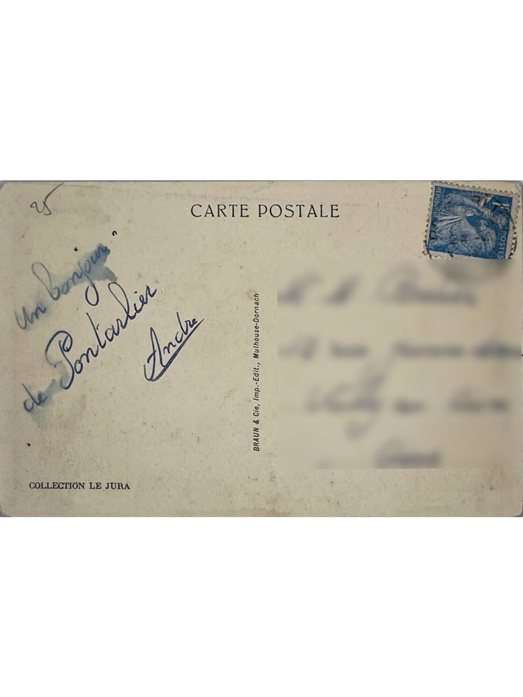 Verso de la carte postale