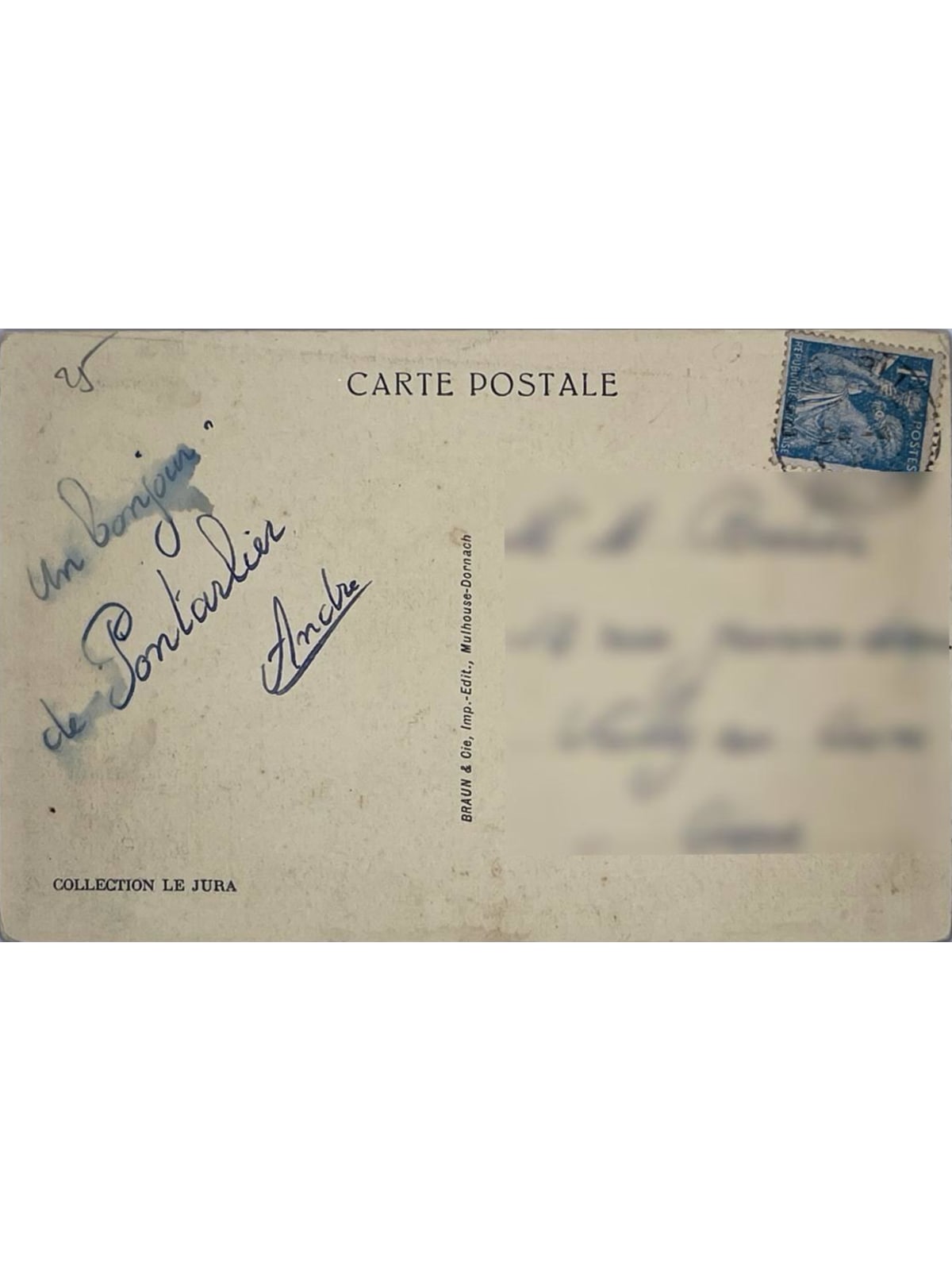 Verso de la carte postale