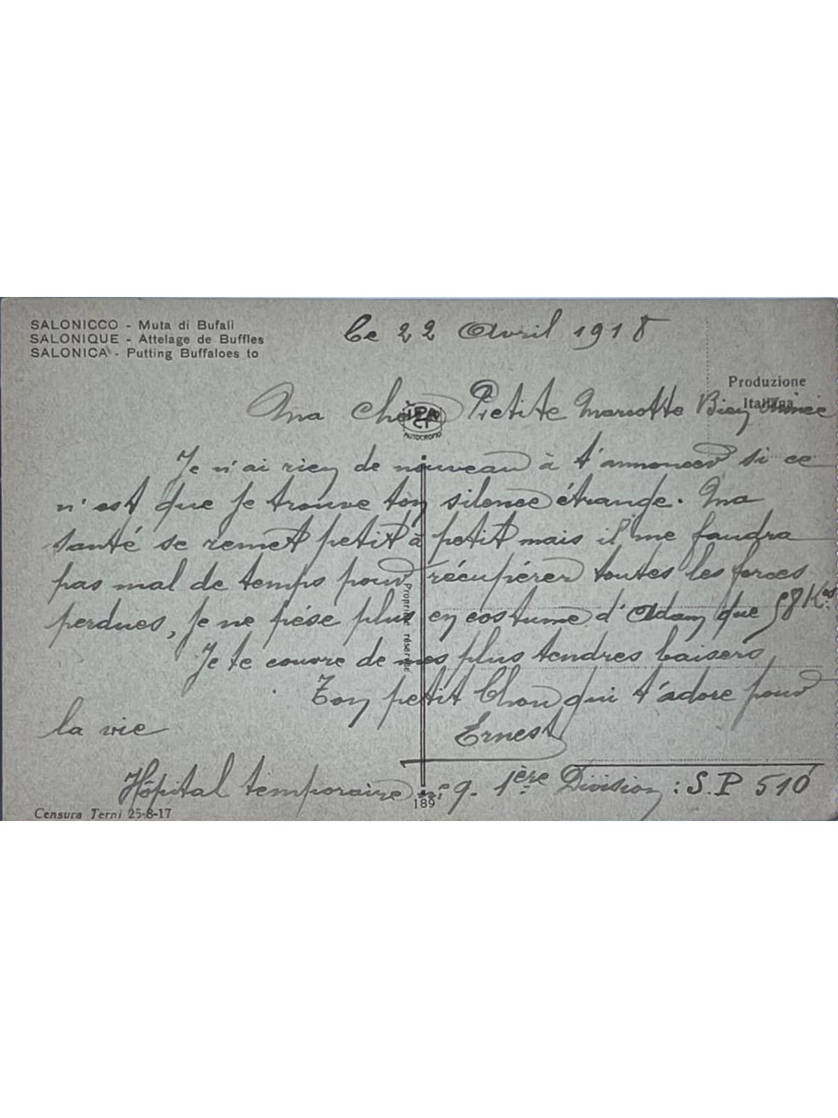 Verso de la carte postale