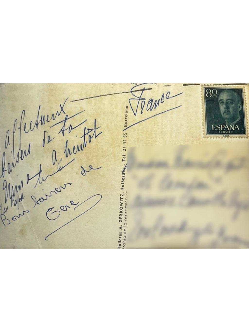 Verso de la carte postale