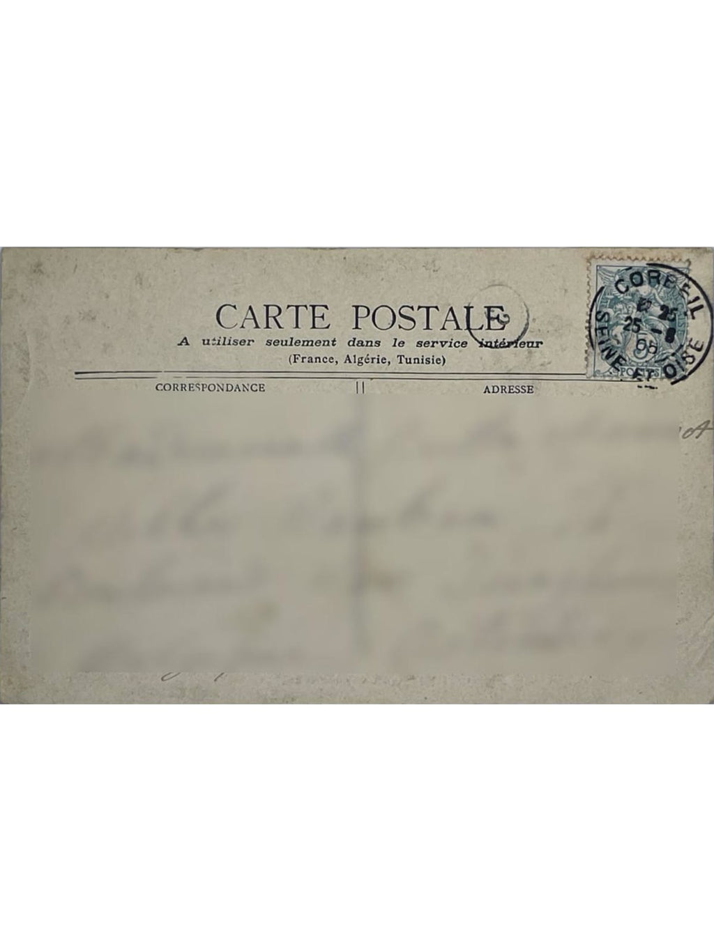 Verso de la carte postale