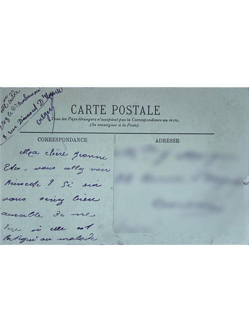 Verso de la carte postale