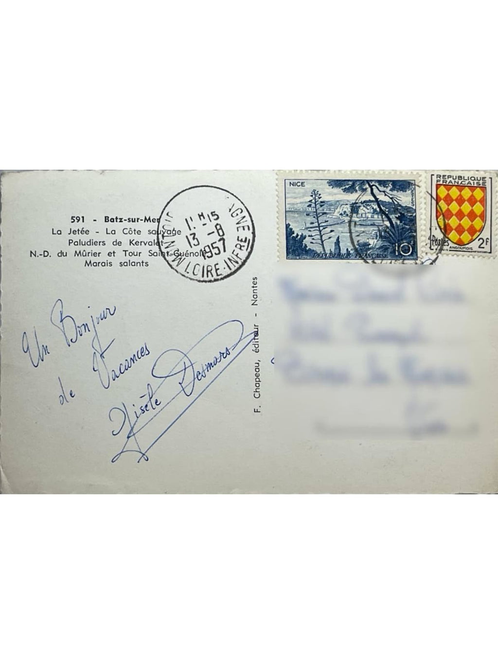 Verso de la carte postale