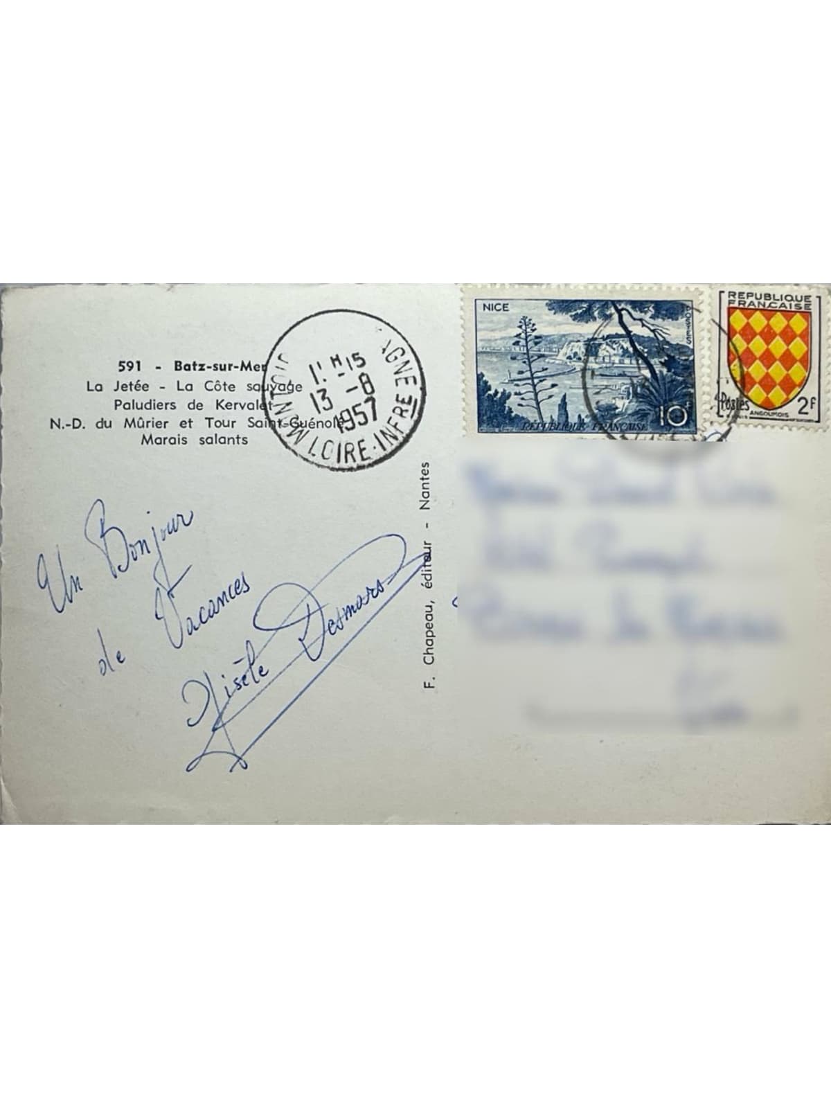 Verso de la carte postale