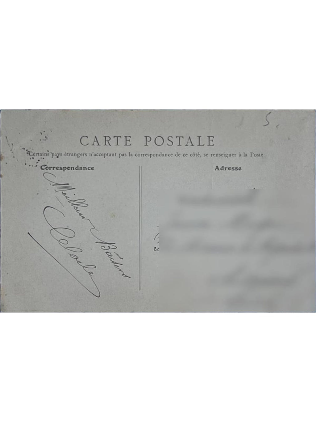 Verso de la carte postale