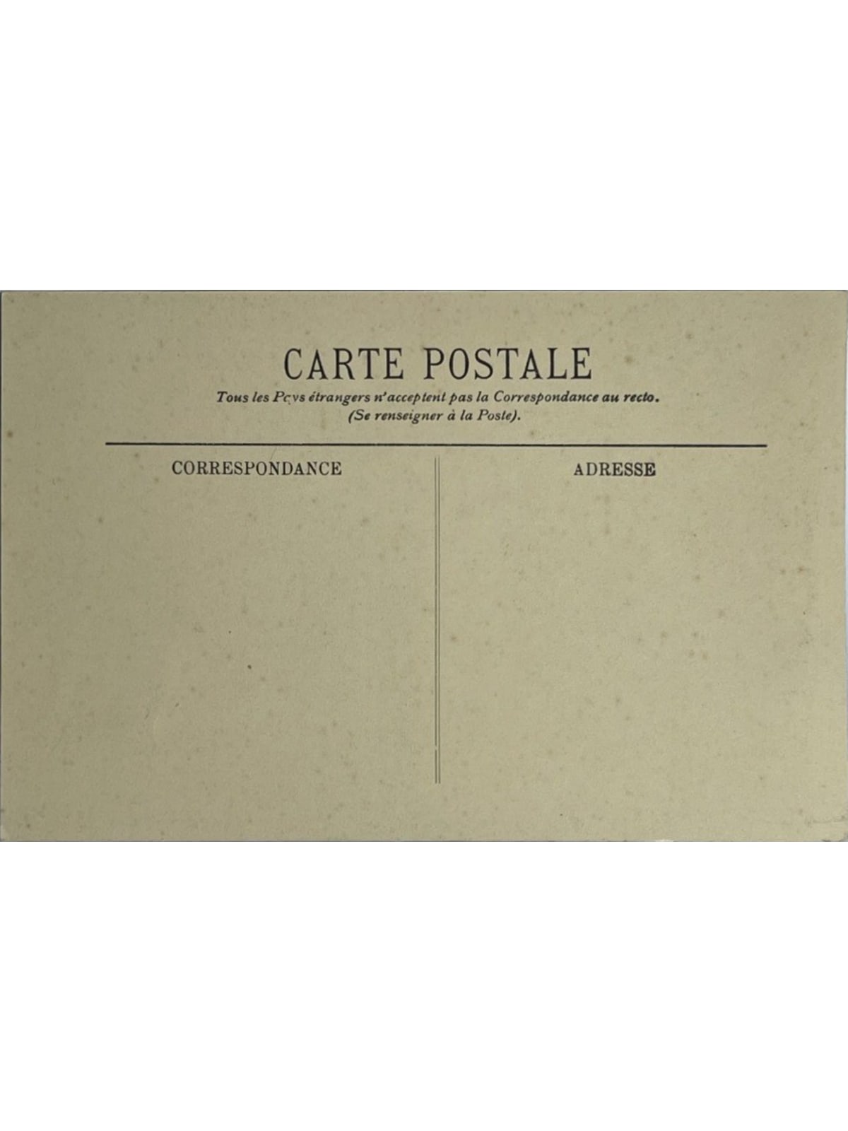 Verso de la carte postale