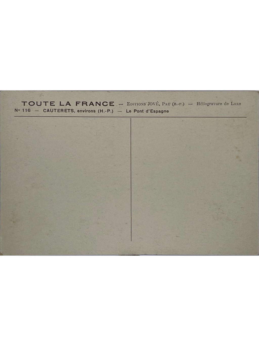 Verso de la carte postale