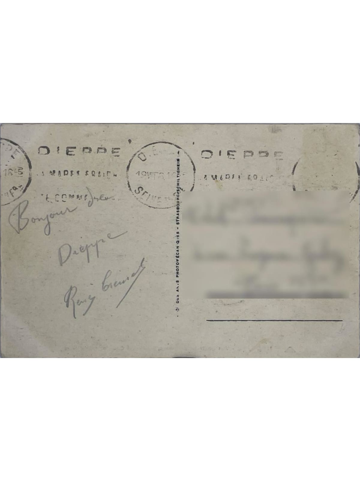 Verso de la carte postale