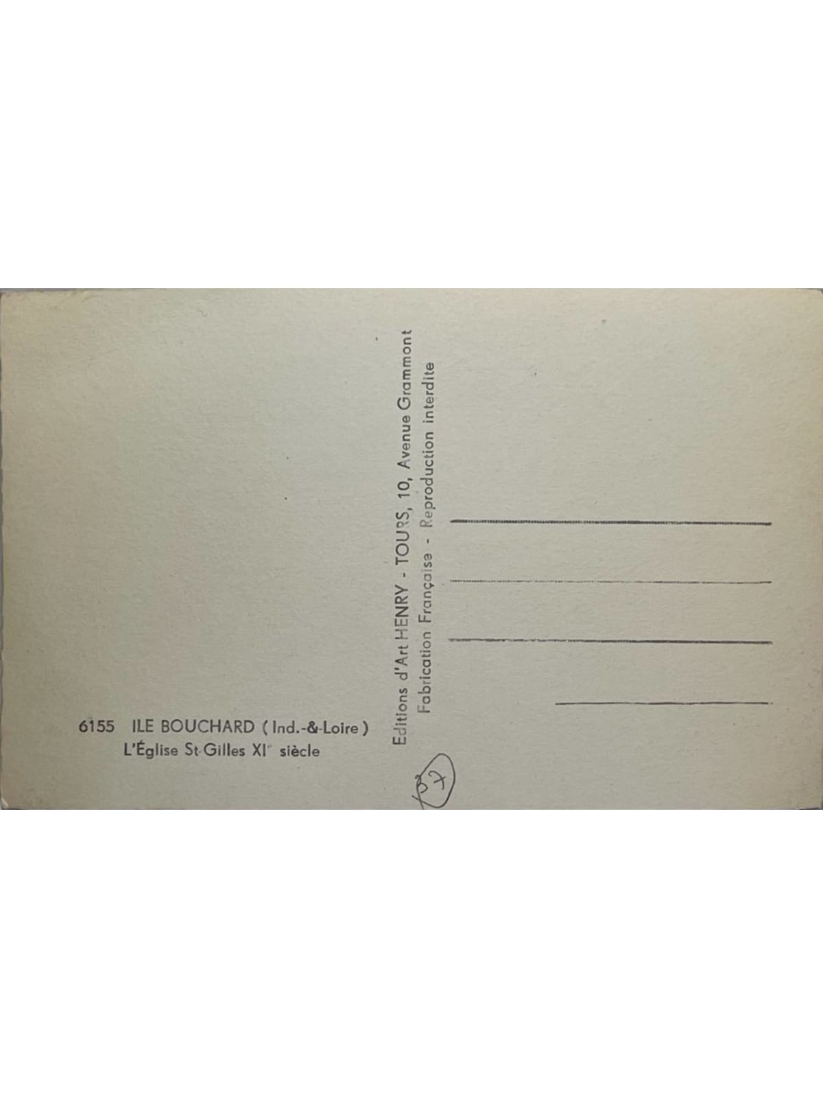 Verso de la carte postale