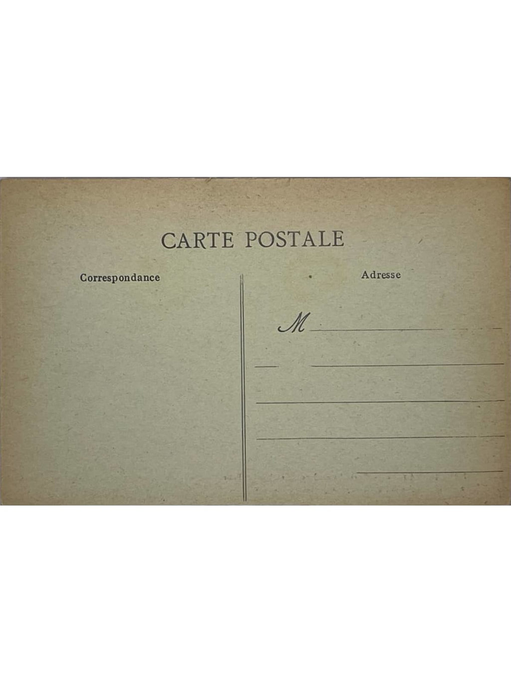 Verso de la carte postale