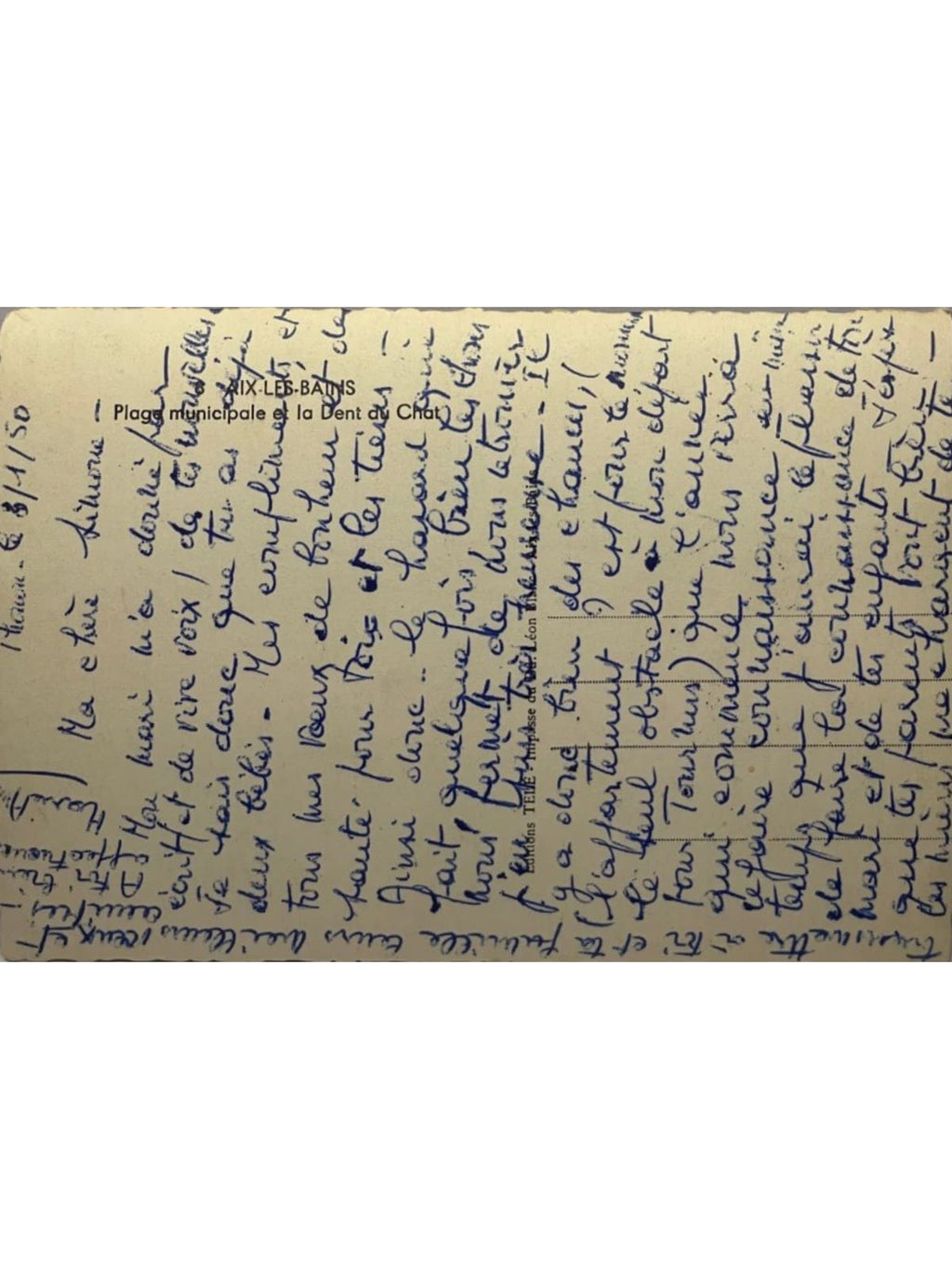 Verso de la carte postale