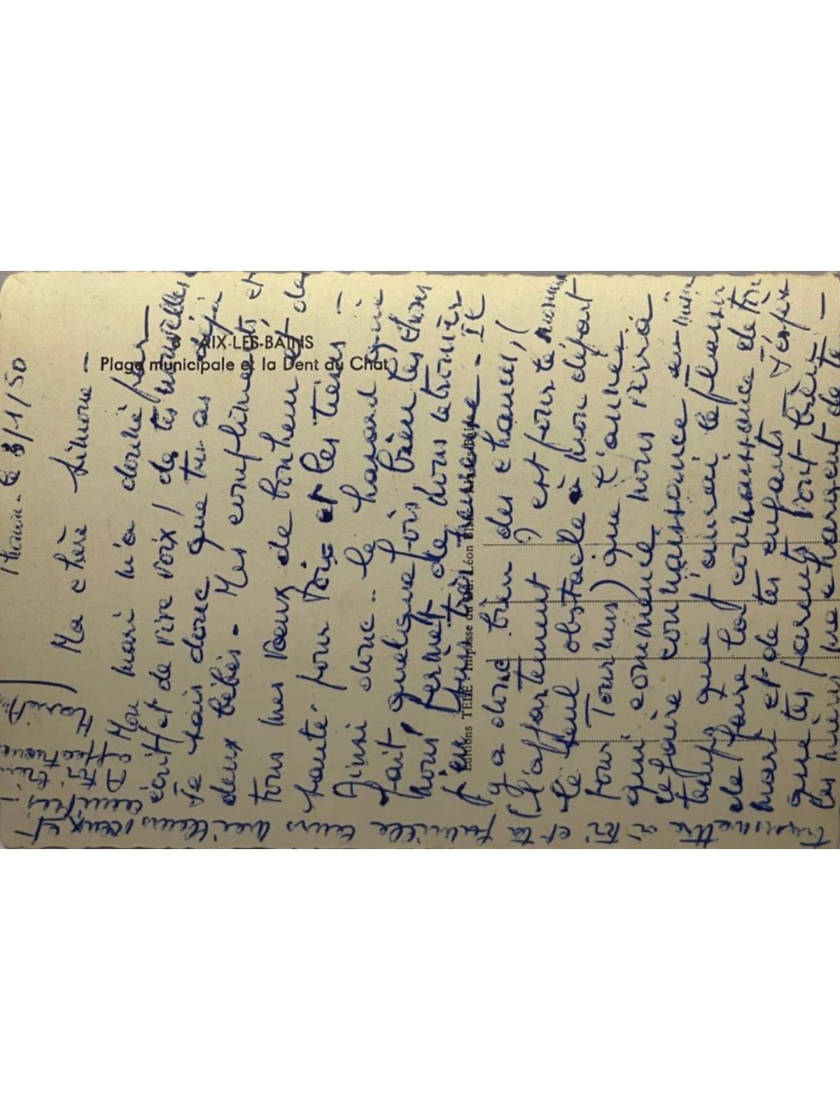 Verso de la carte postale