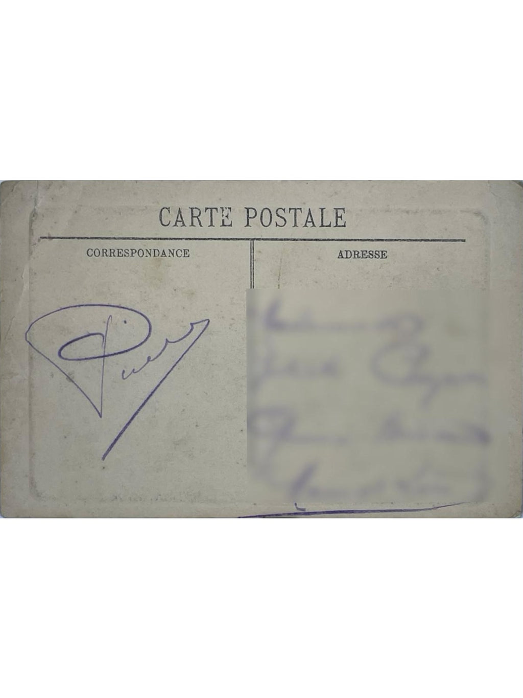 Verso de la carte postale