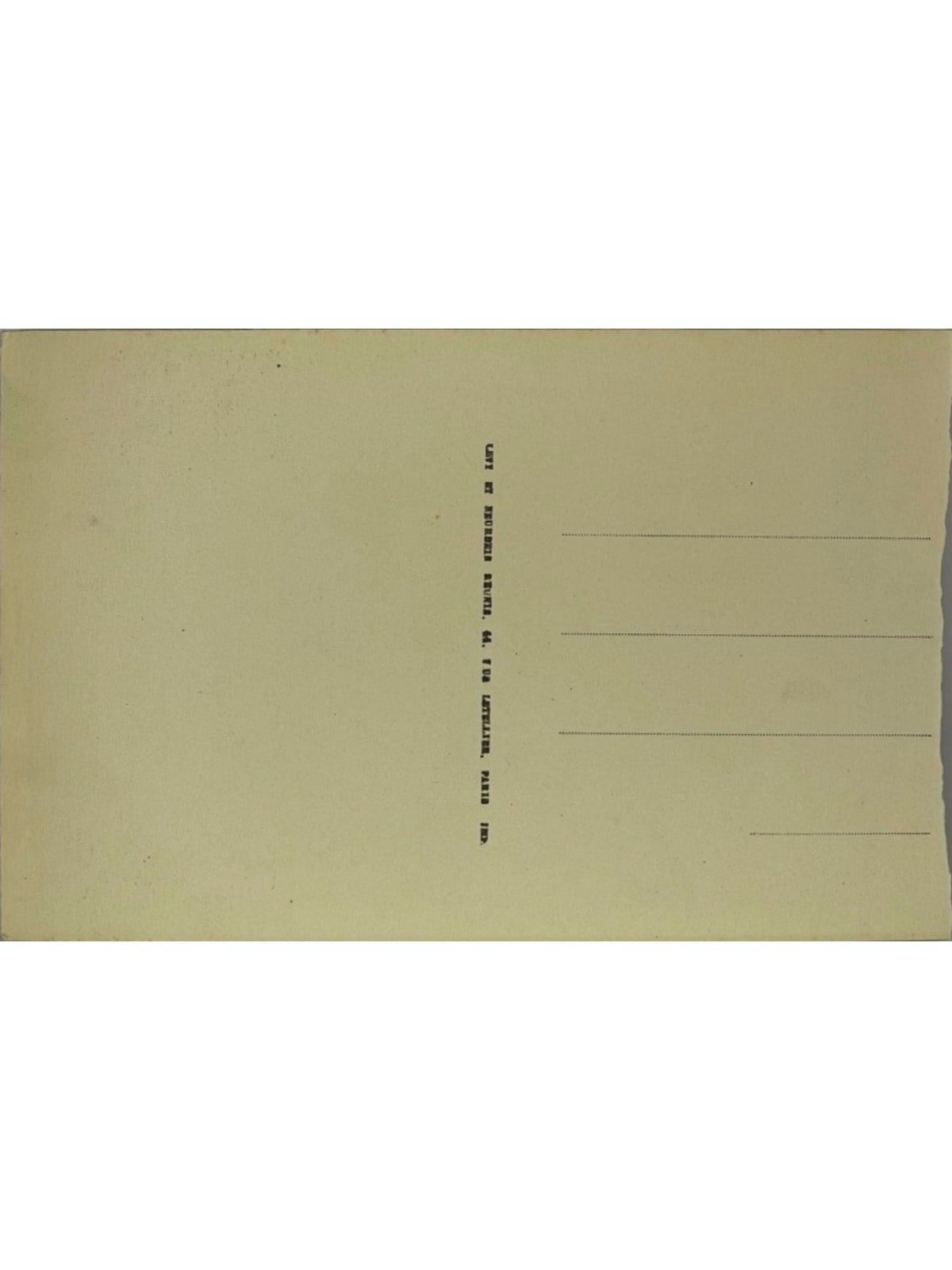 Verso de la carte postale