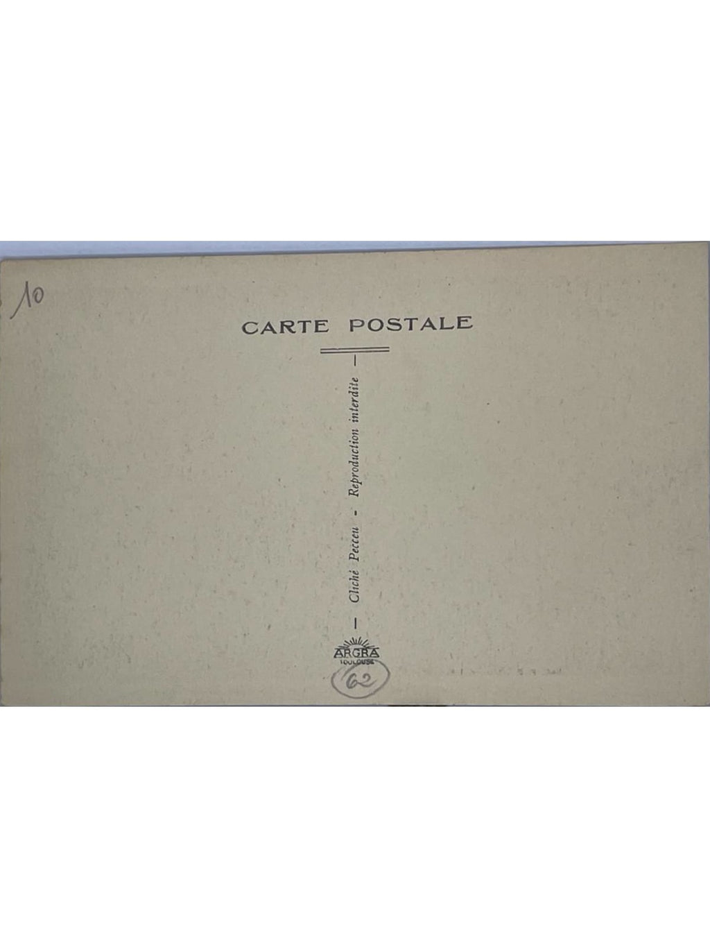 Verso de la carte postale