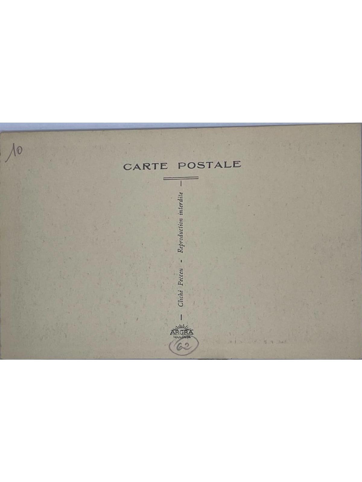 Verso de la carte postale