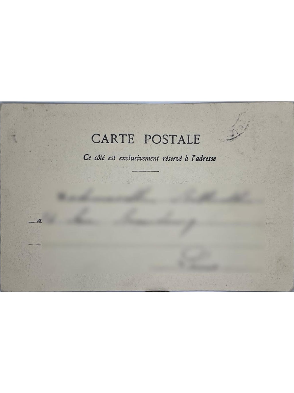 Verso de la carte postale