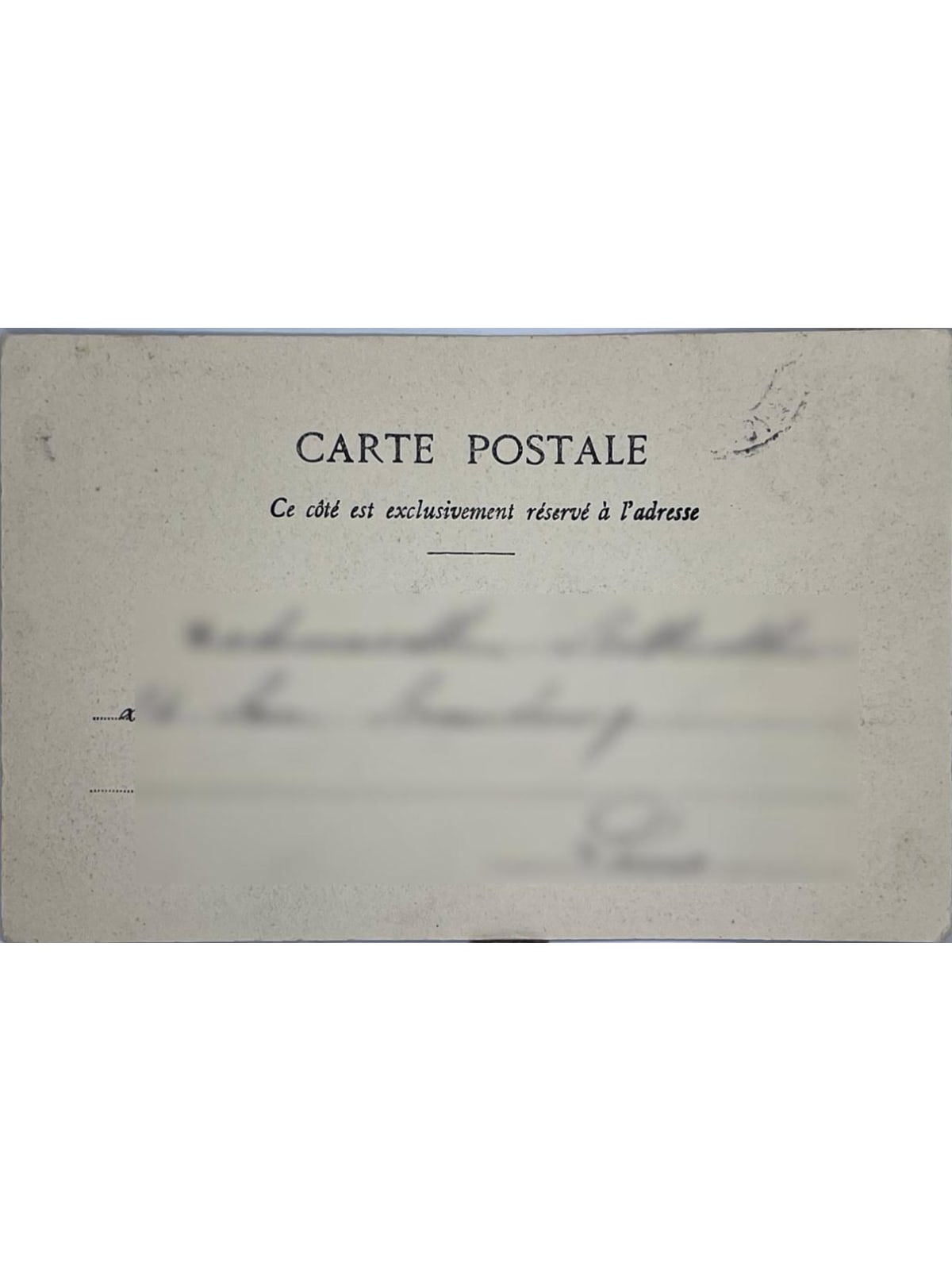 Verso de la carte postale