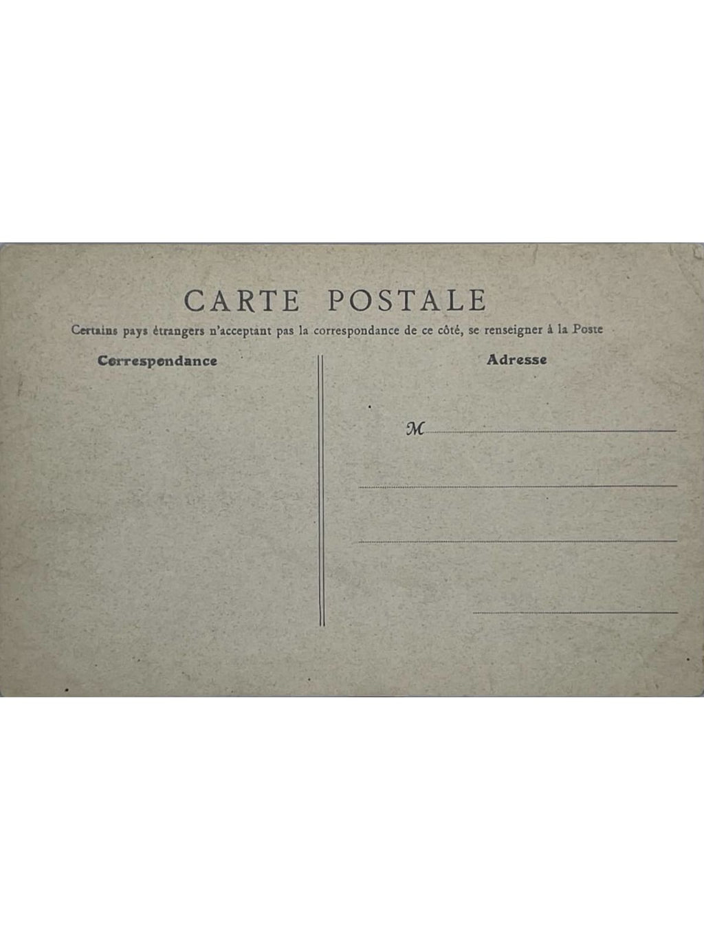 Verso de la carte postale