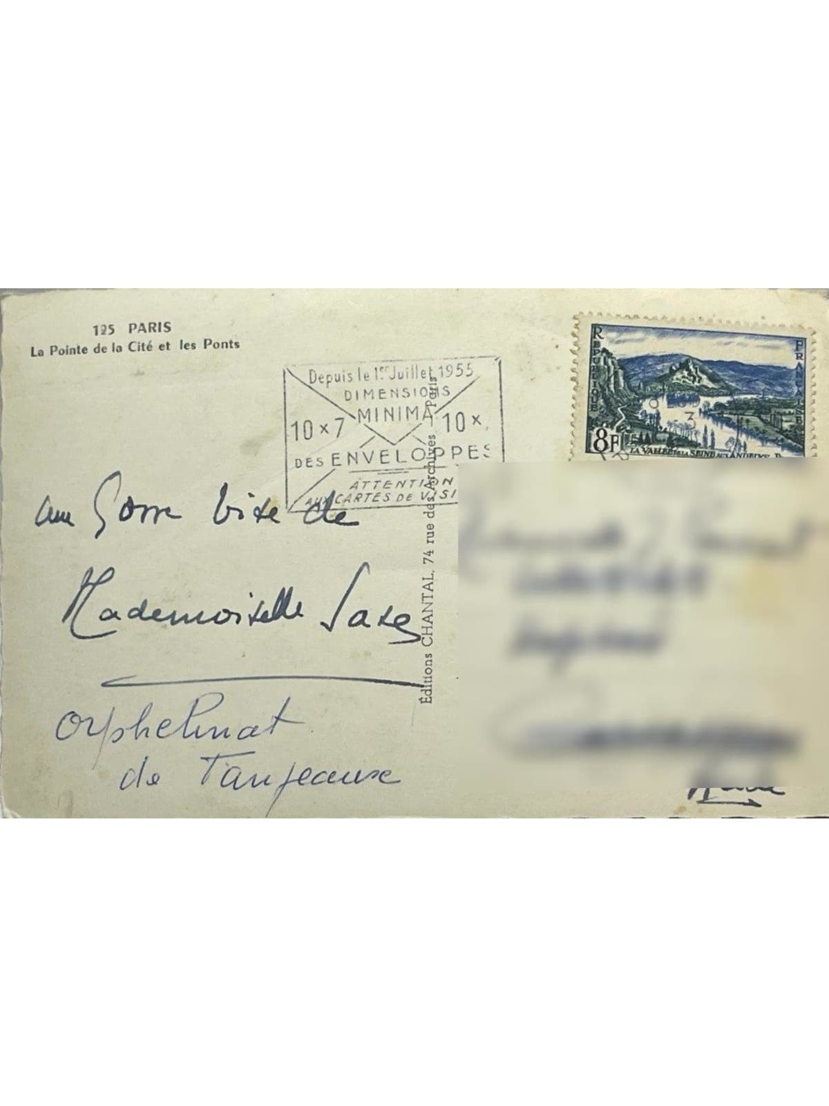 Verso de la carte postale