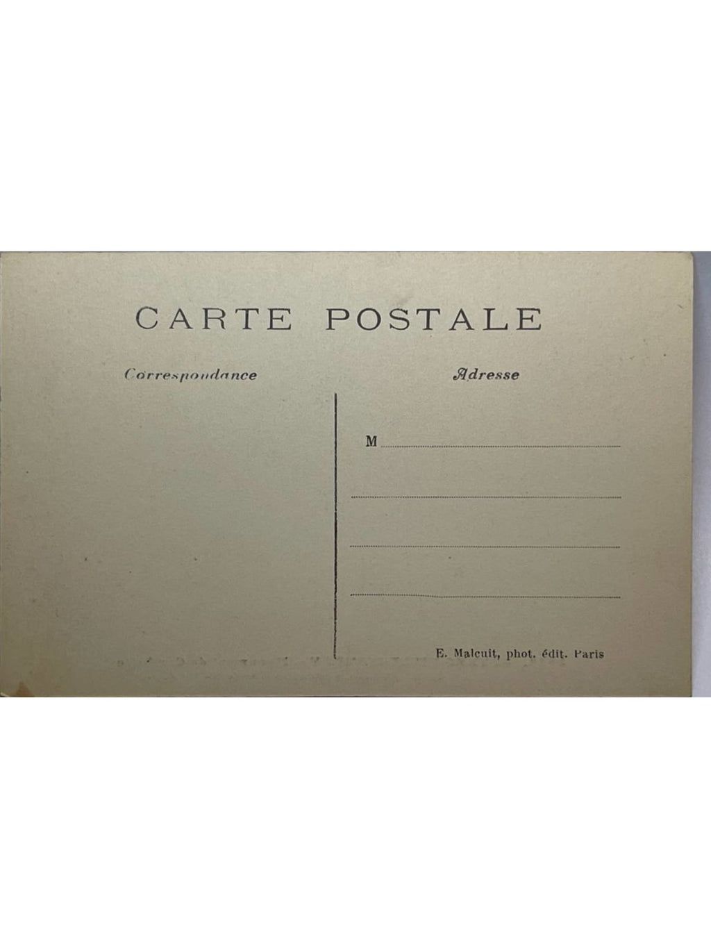 Verso de la carte postale