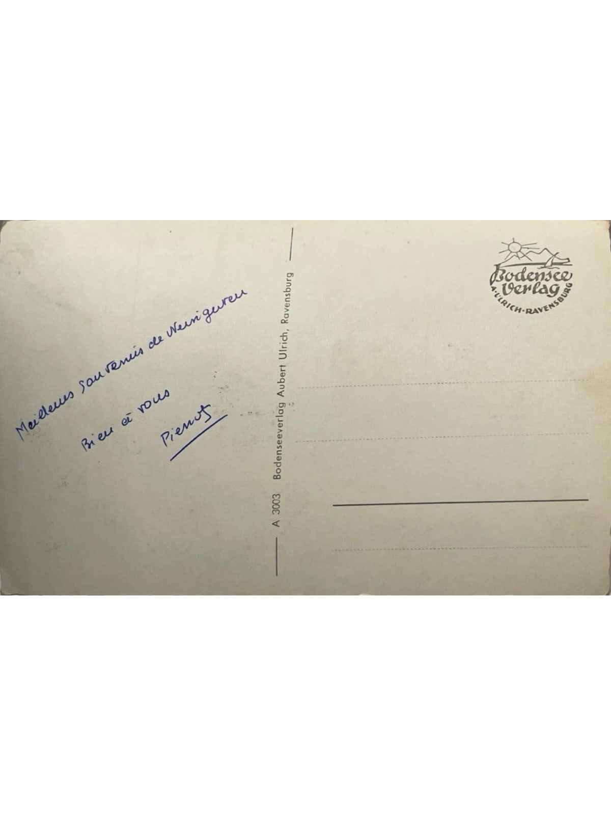 Verso de la carte postale