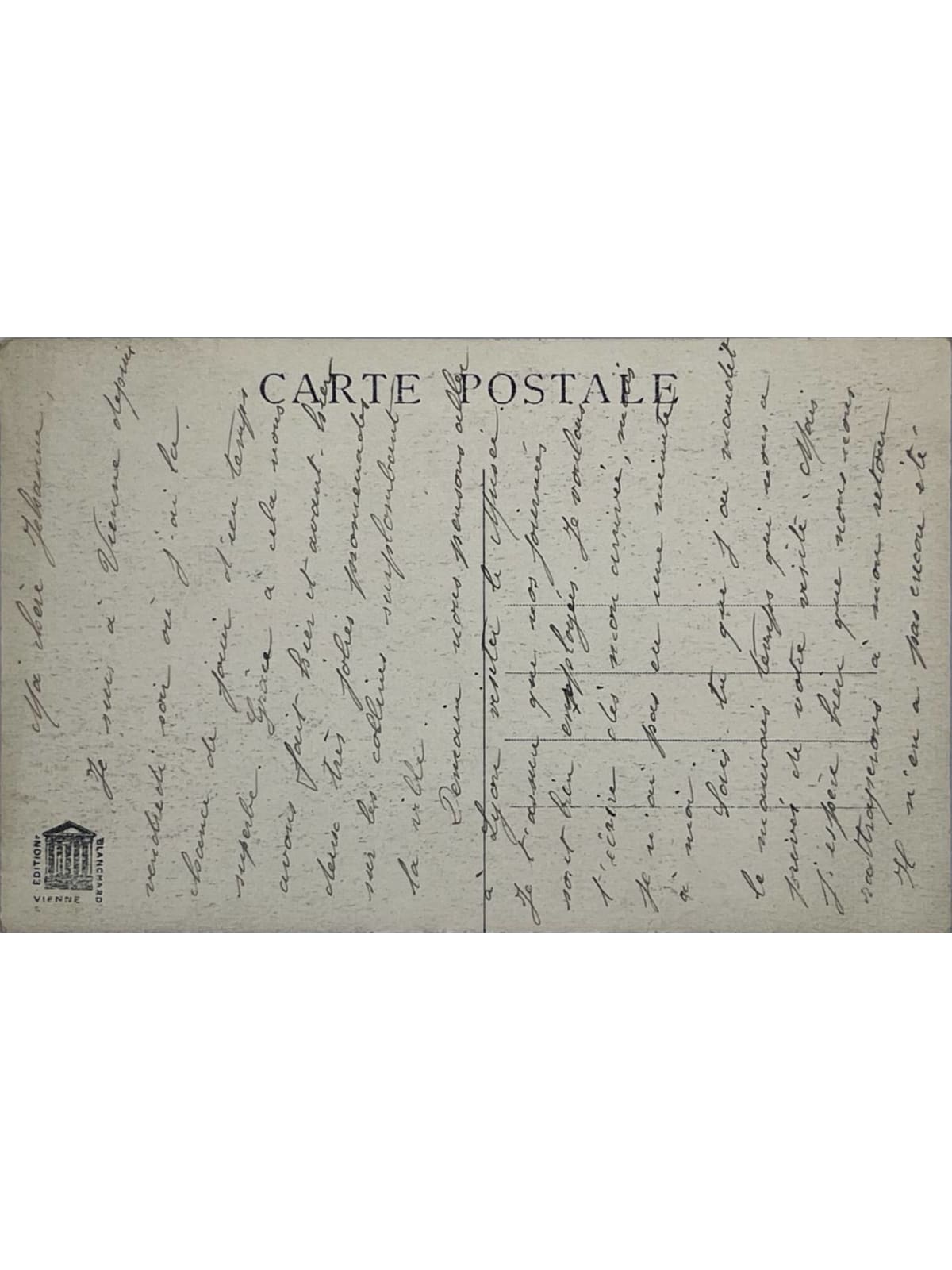 Verso de la carte postale