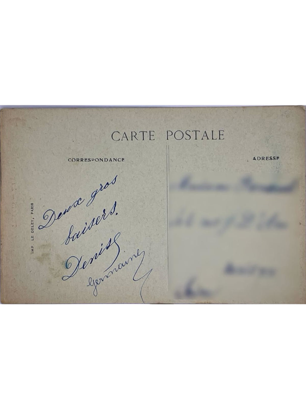 Verso de la carte postale