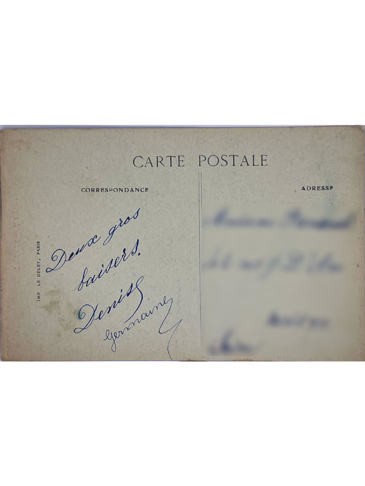 Verso de la carte postale