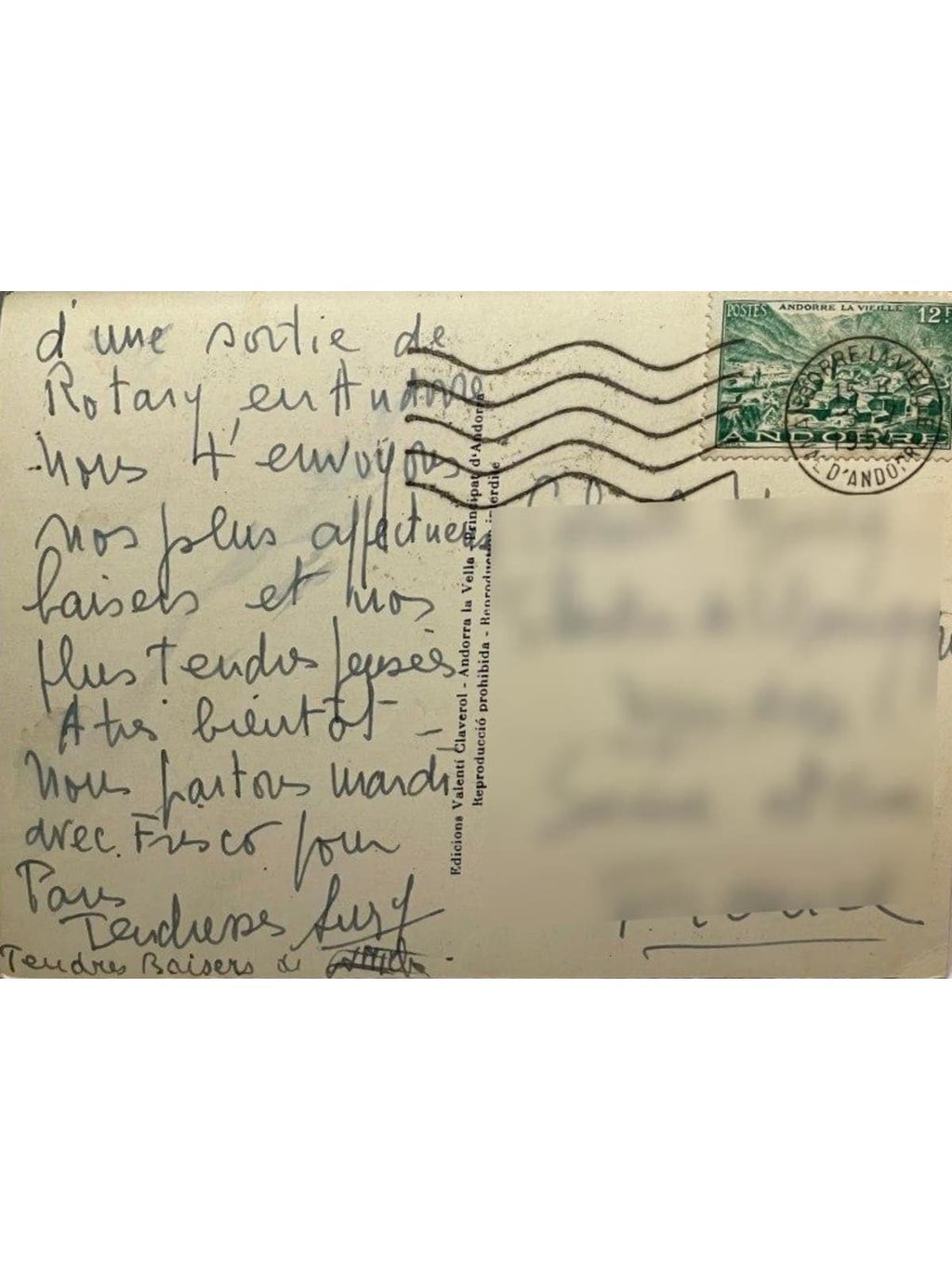 Verso de la carte postale