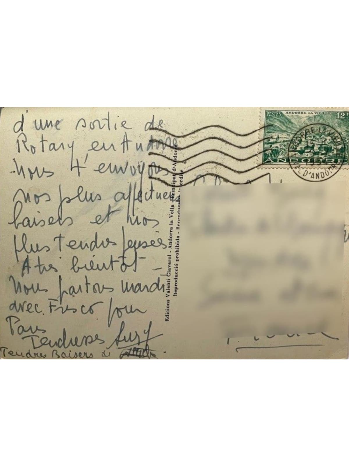 Verso de la carte postale