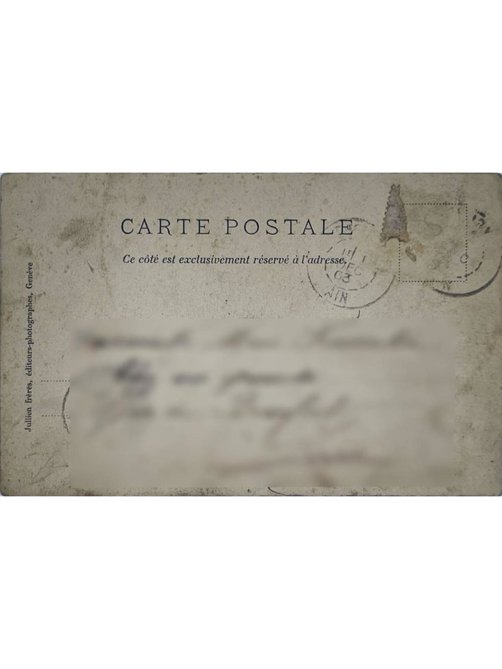 Verso de la carte postale