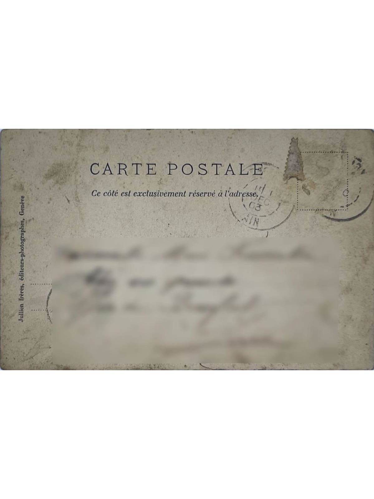 Verso de la carte postale